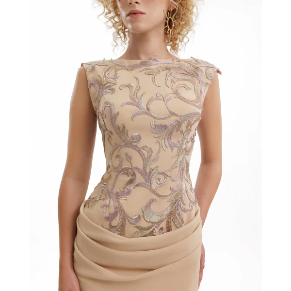 Gemy Maalouf Embroidered Fitted Dress, view 4