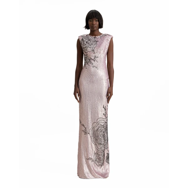 Gemy Maalouf Embroidered Structured Shoulder Dress, view 2