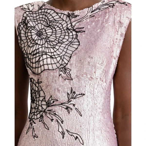 Gemy Maalouf Embroidered Structured Shoulder Dress, view 4