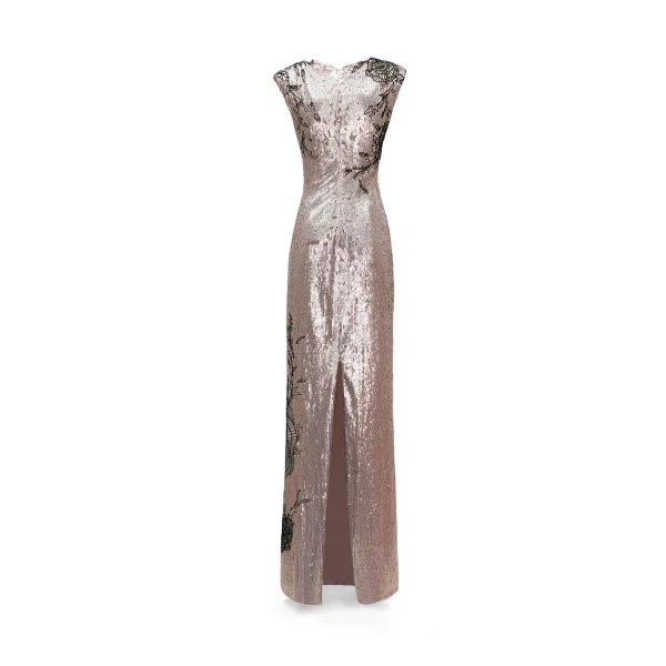 Gemy Maalouf Embroidered Structured Shoulder Dress, view 5