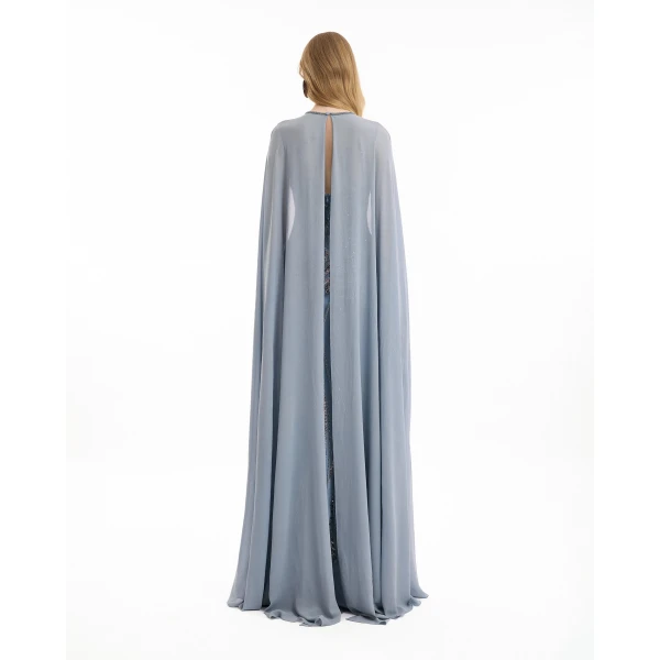 Gemy Maalouf Fitted Beaded Dress with Sheer Neckline, view 3