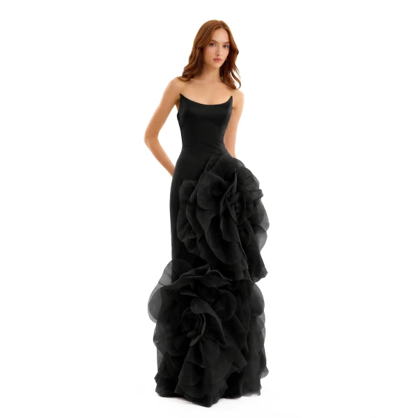 Gemy Maalouf Fitted Scoop-Neck Dress with Sculpted Flowers, view 2