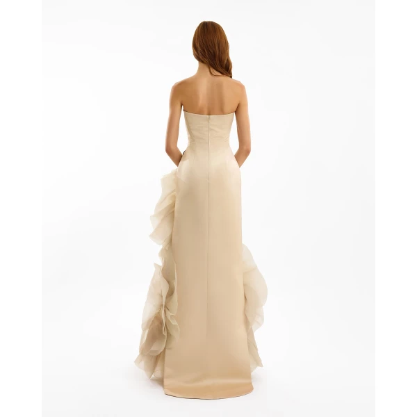 Gemy Maalouf Fitted Scoop-Neck Dress with Sculpted Flowers, view 3