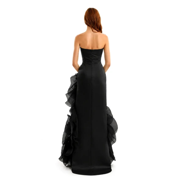 Gemy Maalouf Fitted Scoop-Neck Dress with Sculpted Flowers, view 3