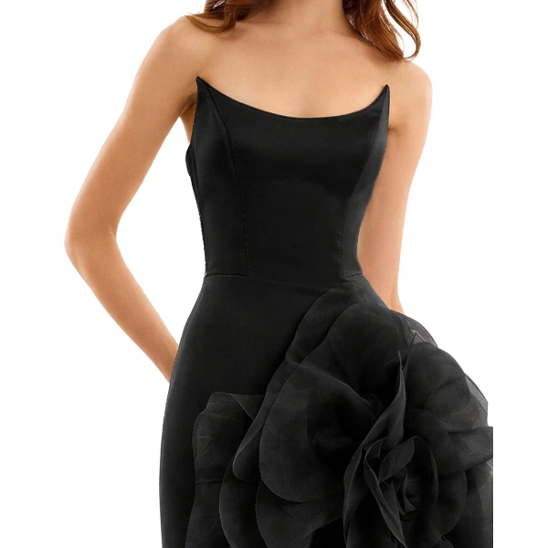 Gemy Maalouf Fitted Scoop-Neck Dress with Sculpted Flowers, view 4