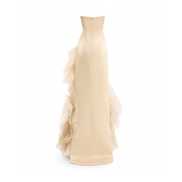 Gemy Maalouf Fitted Scoop-Neck Dress with Sculpted Flowers, view 5