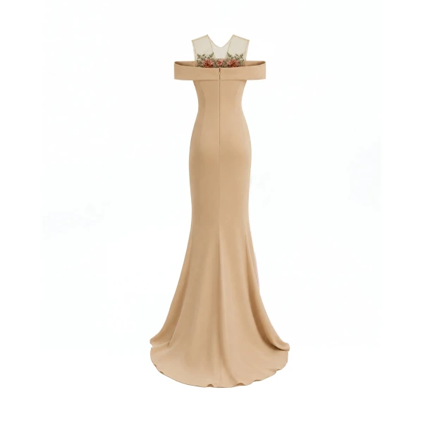 Gemy Maalouf Floral Beaded Off-Shoulder Dress, view 5