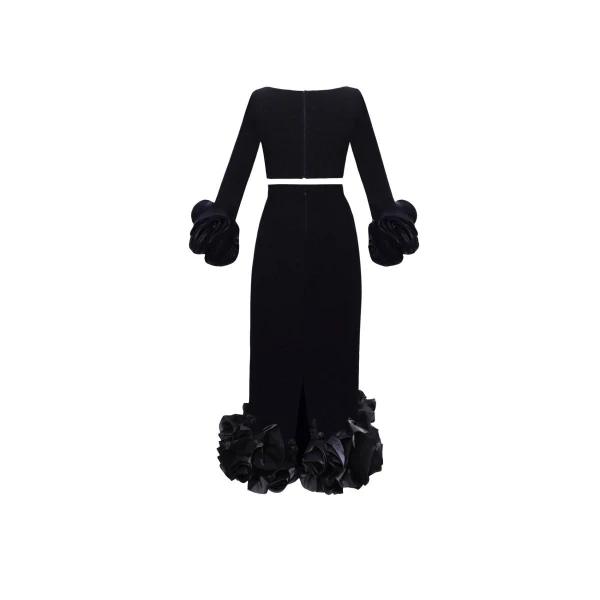 Gemy Maalouf Floral Draping Fitted Set, view 5