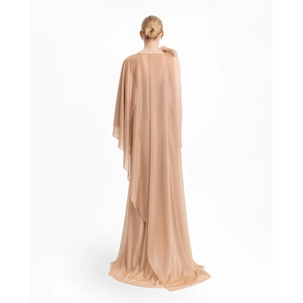 Gemy Maalouf Floral Neckline Asymmetrical Dress, view 3