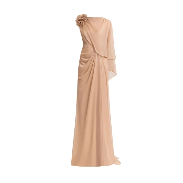Gemy Maalouf Floral Neckline Asymmetrical Dress, view 5