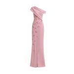 Gemy Maalouf Folded Neck Asymmetrical Beaded Gown Gemy Maalouf Folded Neck Asymmetrical Beaded Gown