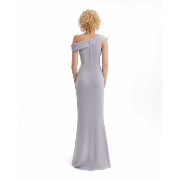 Gemy Maalouf Folded Neck Asymmetrical Beaded Gown, view 3