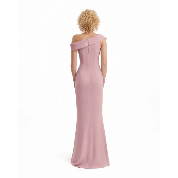 Gemy Maalouf Folded Neck Asymmetrical Beaded Gown, view 3