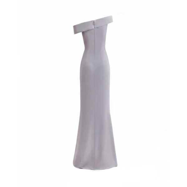 Gemy Maalouf Folded Neck Asymmetrical Beaded Gown, view 5
