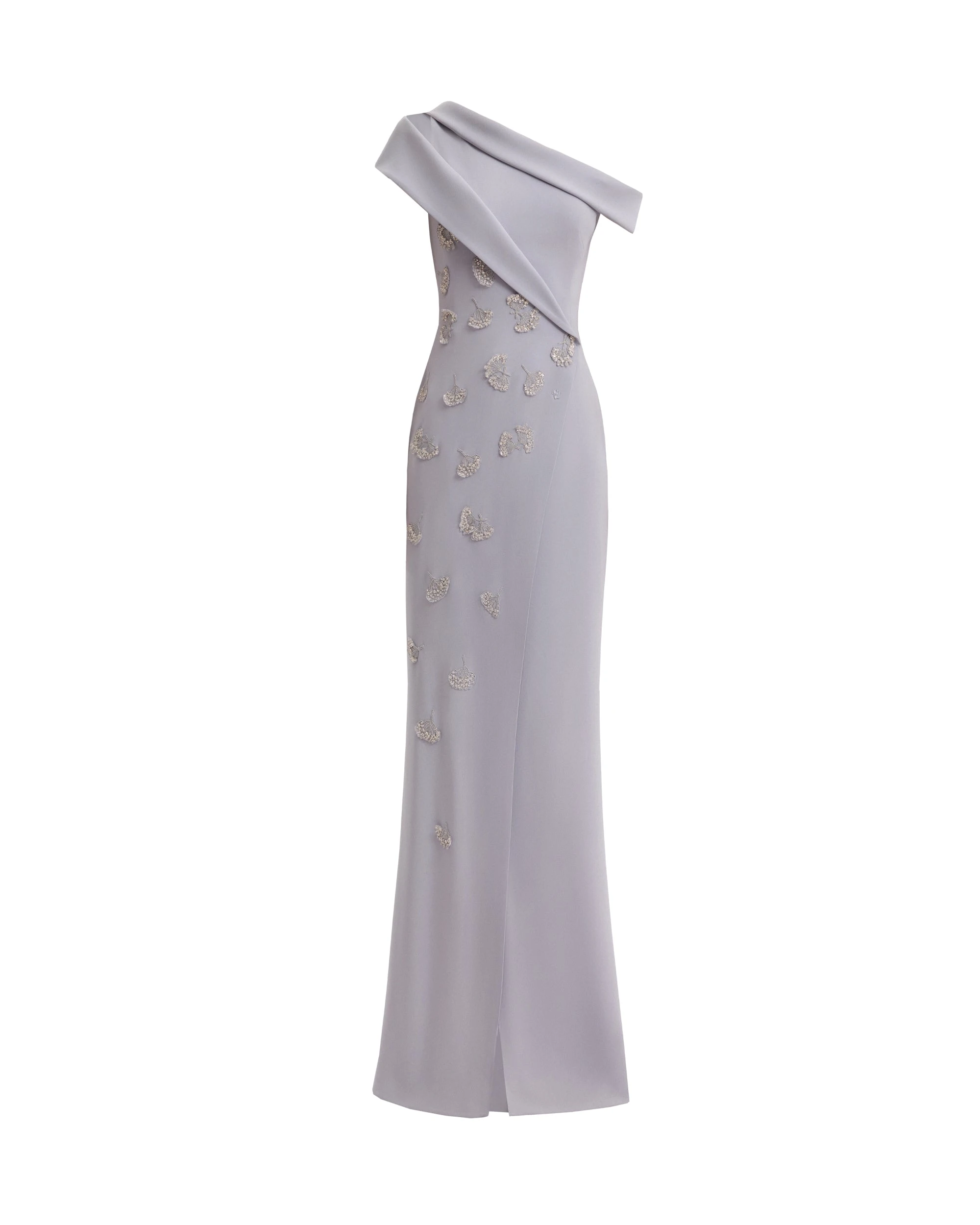 Gemy Maalouf Folded Neck Asymmetrical Beaded Gown Gemy Maalouf Folded Neck Asymmetrical Beaded Gown