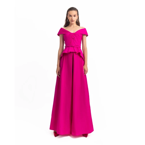 Gemy Maalouf Fuchsia Taffeta Set, view 2