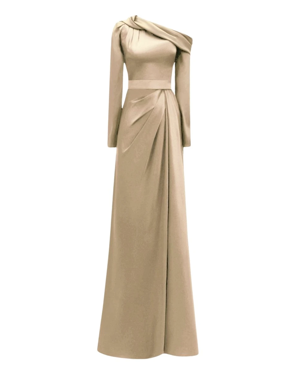 Gemy-Maalouf-Gold-Asymmetrical-Draped-Neckline-Dress-coveti31269_nobg Gemy Maalouf Gold Asymmetrical Draped Neckline Dress
