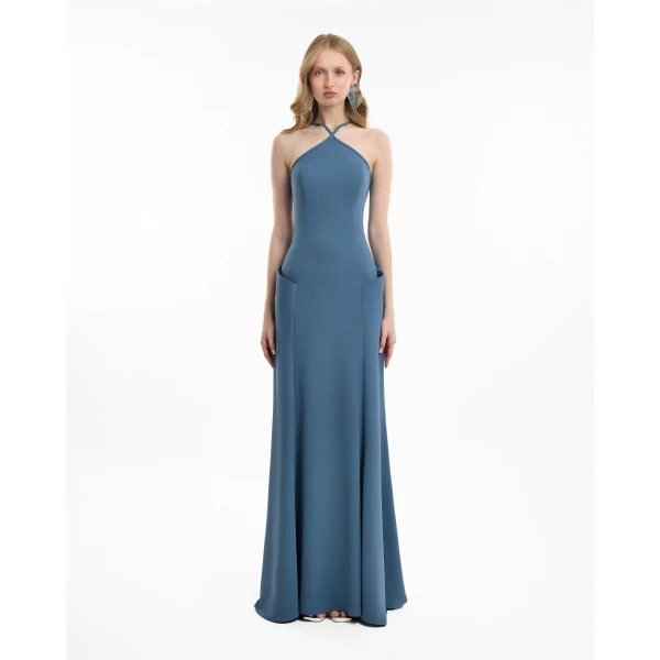 Gemy Maalouf Halter-Neck Dress with Structured Hips, view 2