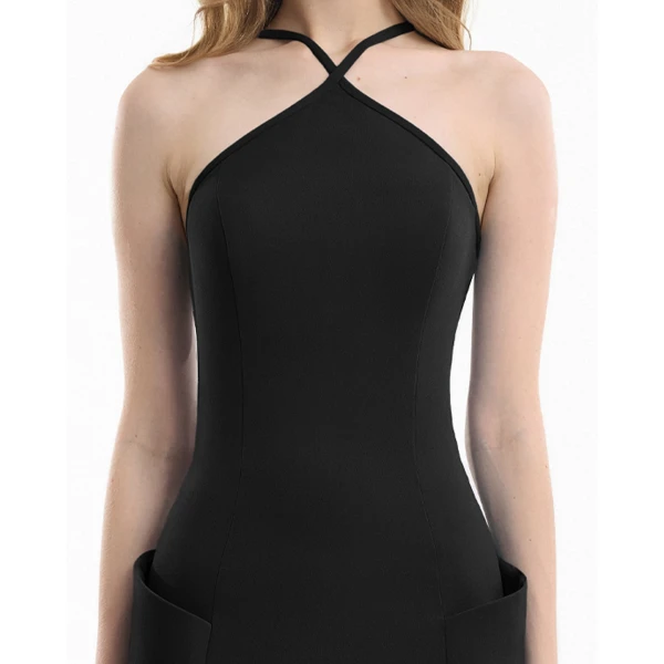 Gemy Maalouf Halter-Neck Dress with Structured Hips, view 4