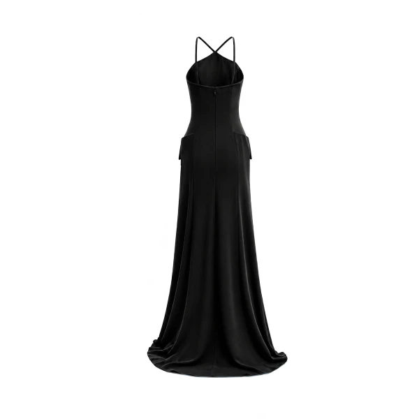 Gemy Maalouf Halter-Neck Dress with Structured Hips, view 5