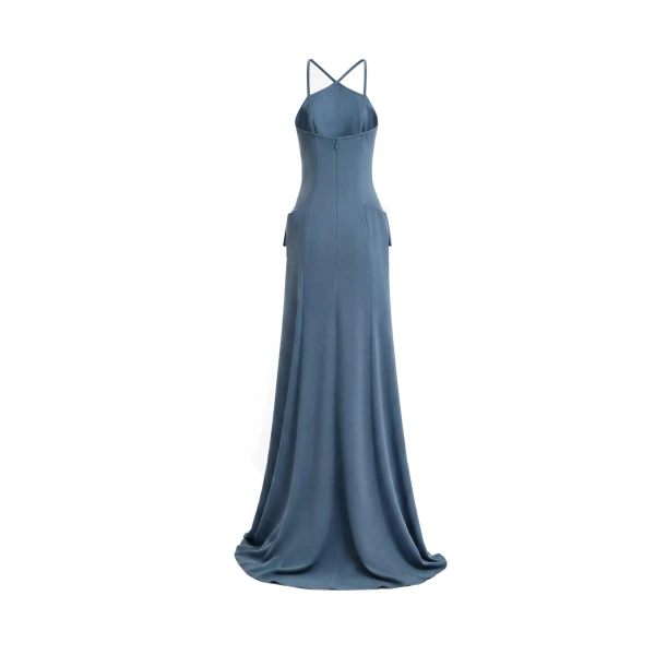 Gemy Maalouf Halter-Neck Dress with Structured Hips, view 5