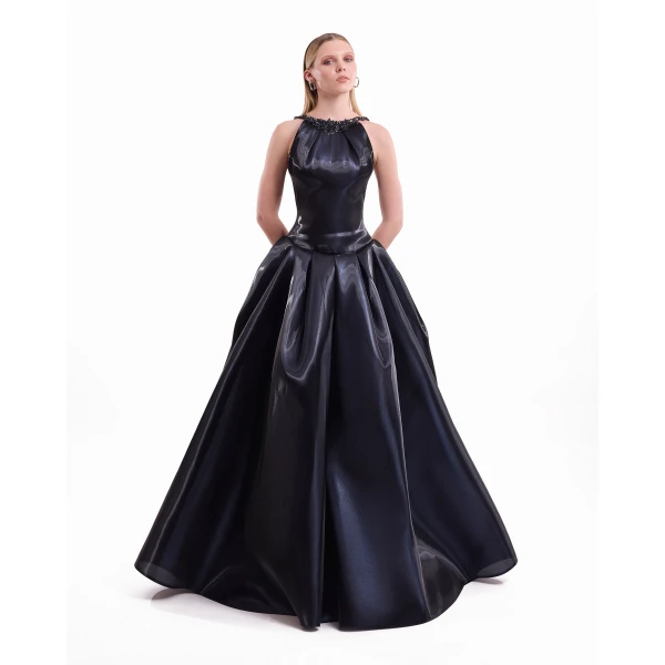 Gemy Maalouf Halter Neck Embellished Dress, view 2