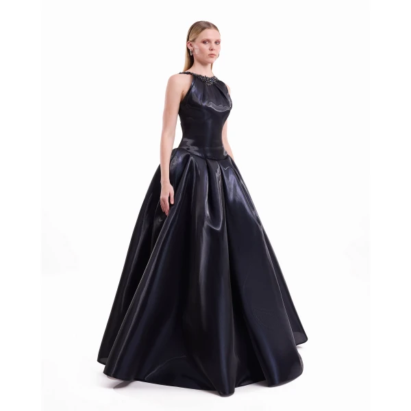 Gemy Maalouf Halter Neck Embellished Dress, view 3