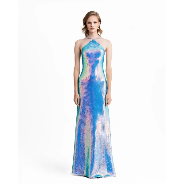 Gemy Maalouf Halter-Neck Slim-Cut Dress, view 2