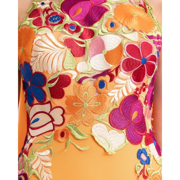 Gemy Maalouf Halter Neckline Dress with Floral Corset, view 4