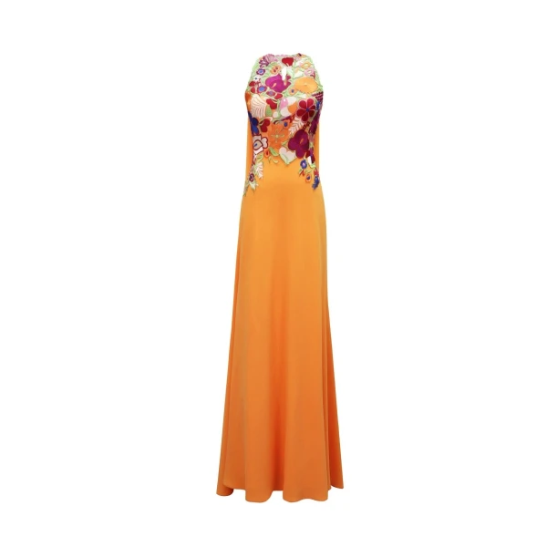 Gemy Maalouf Halter Neckline Dress with Floral Corset, view 5