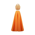 Gemy Maalouf Halter-Neckline Top with Draped Skirt
