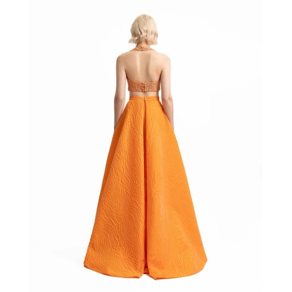 Gemy Maalouf Halter-Neckline Top with Draped Skirt, view 3
