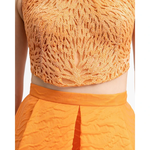 Gemy Maalouf Halter-Neckline Top with Draped Skirt, view 4