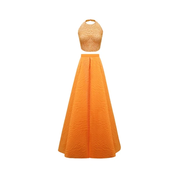 Gemy Maalouf Halter-Neckline Top with Draped Skirt, view 5