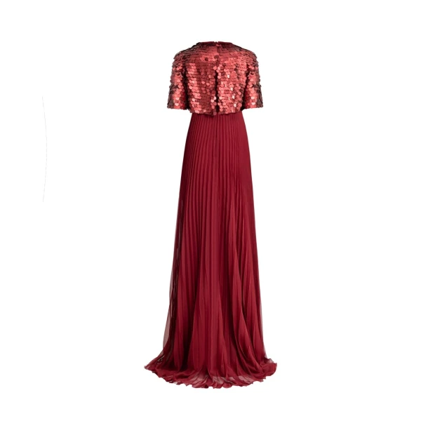Gemy Maalouf Halter Plissé Dress with Bow and Bolero Sleeves, view 5