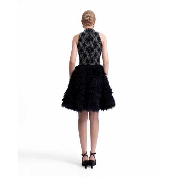 Gemy Maalouf High-Collar Beaded Dress, view 3