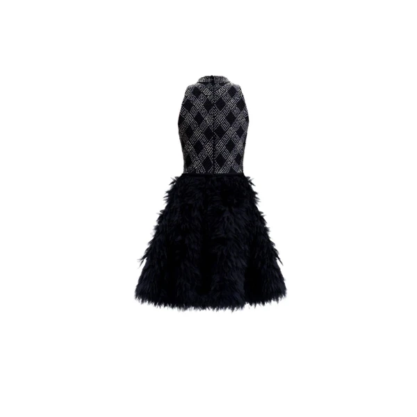 Gemy Maalouf High-Collar Beaded Dress, view 5