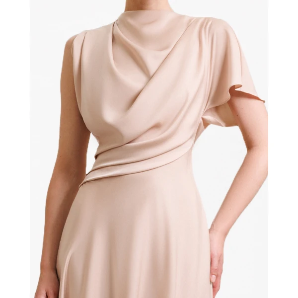Gemy Maalouf High Collar and Cut-Out Back Dress, view 4