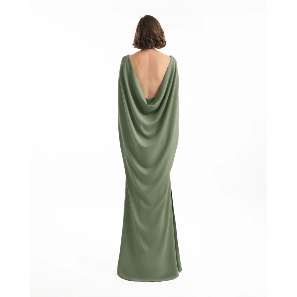 Gemy Maalouf High-Neck Dress with Cape Sleeves, view 3