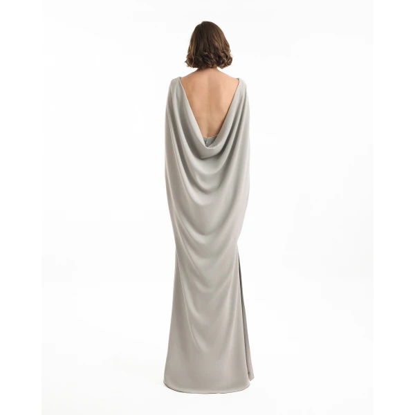 Gemy Maalouf High-Neck Dress with Cape Sleeves, view 3