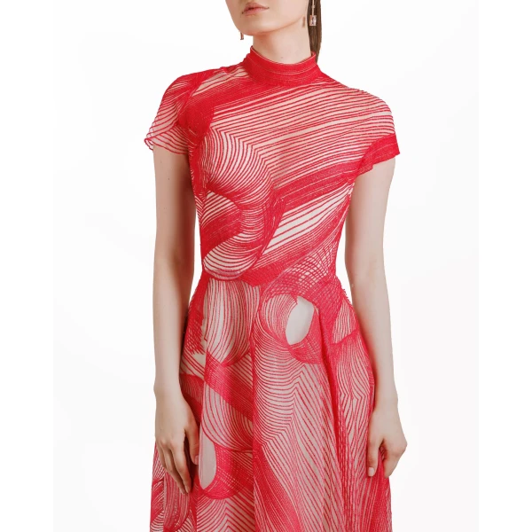 Gemy Maalouf High-Neckline Dress, view 4