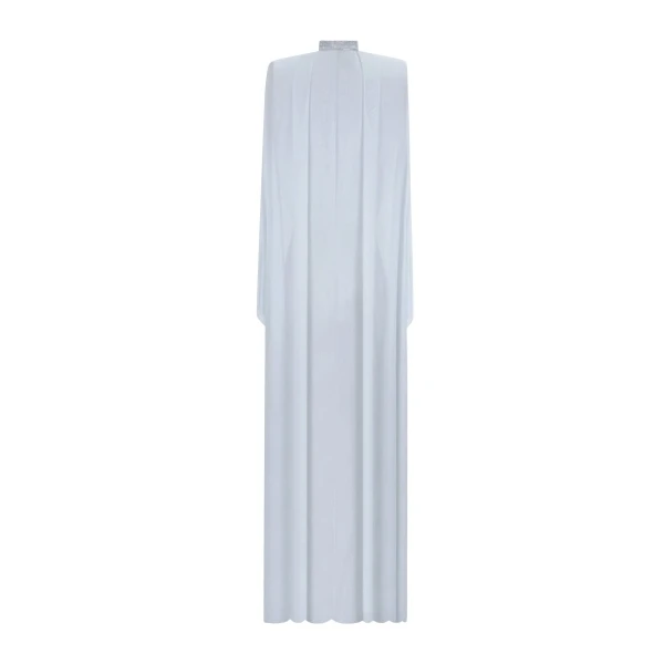 Gemy Maalouf Ice Blue Loose Long Chiffon Kaftan, view 5