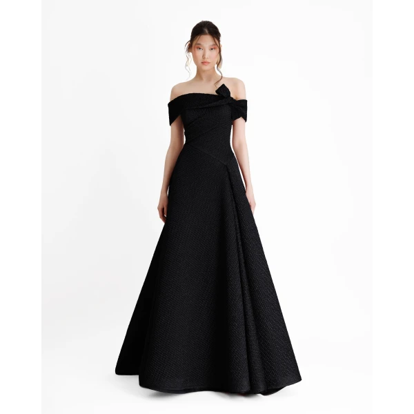 Gemy Maalouf Jacquard Waistline Dress, view 2