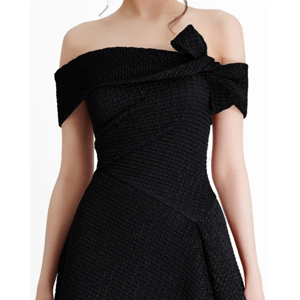 Gemy Maalouf Jacquard Waistline Dress, view 4