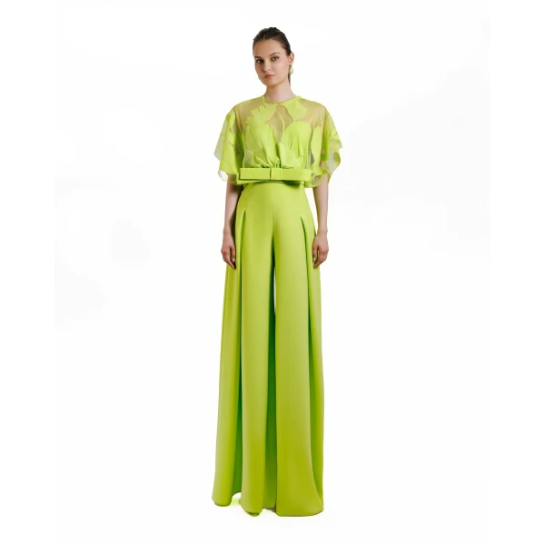 Gemy Maalouf Lace Top Paired With High Waisted Pant, view 2