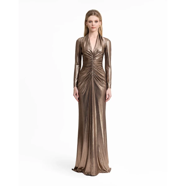 Gemy Maalouf Lamé Jersey Dress with Cut-Outs, view 2