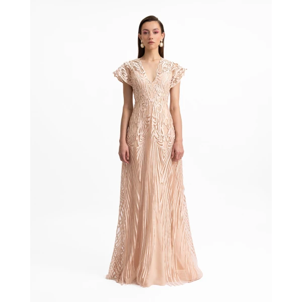 Gemy Maalouf Laser-Cut Embroidery Dress, view 2