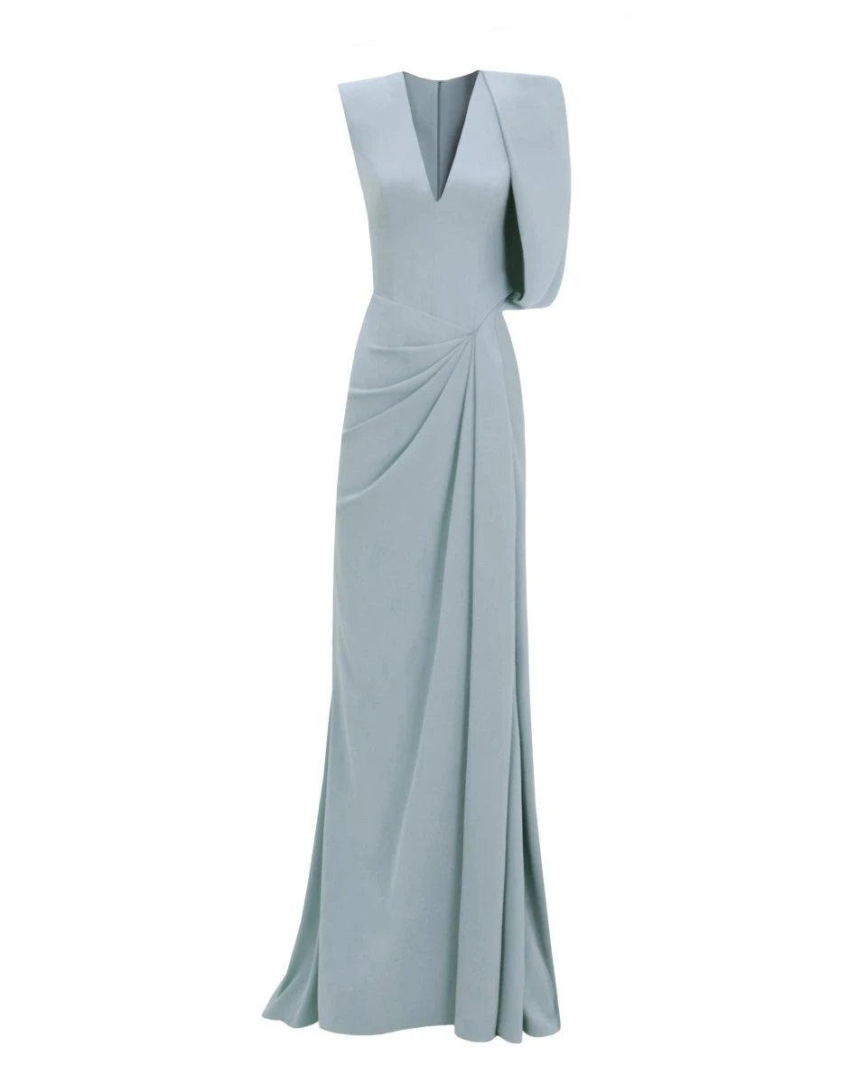 Gemy Maalouf Long Dress With Bolero-Like Sleeve Gemy Maalouf Long Dress With Bolero-Like Sleeve