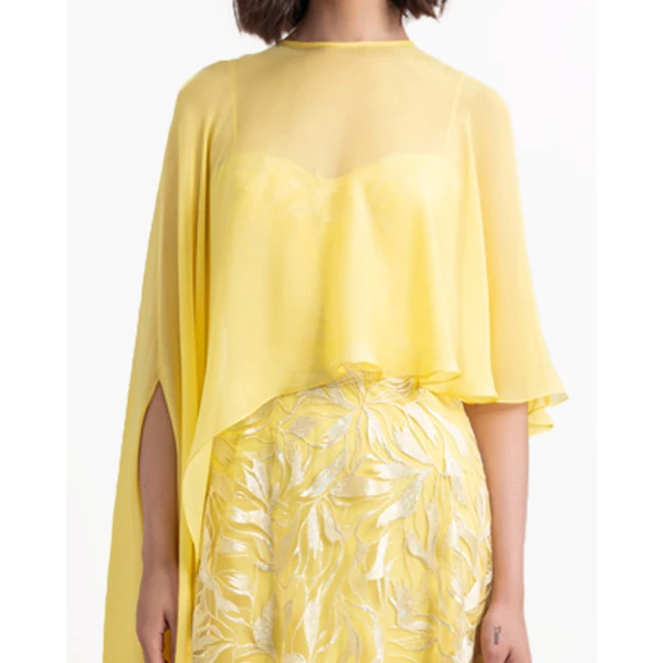 Gemy Maalouf Long Dress With Chiffon Cape, view 4