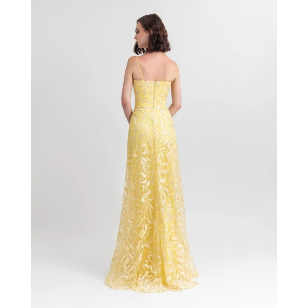 Gemy Maalouf Long Dress With Chiffon Cape, view 6
